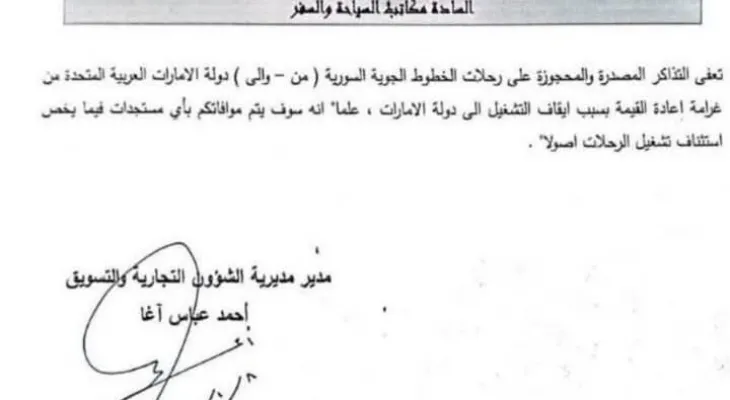 توقف رحلات من والى مطار دمشق